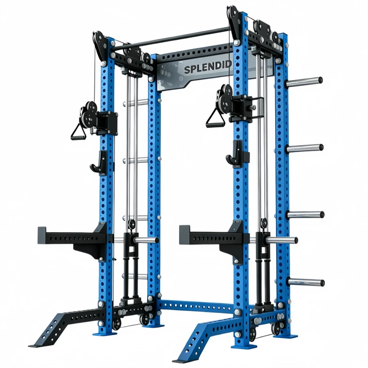Commercial Heavy-Duty Power Rack With Dual Pulley System factory